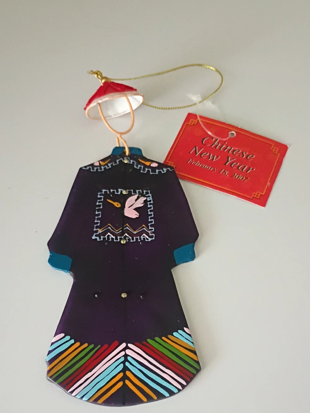 Hand-Painted Glass Christmas Ornament Traditional Chinese Imperial Court Robe